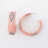 Irie Multi-Color Beaded C Hoop Earrings