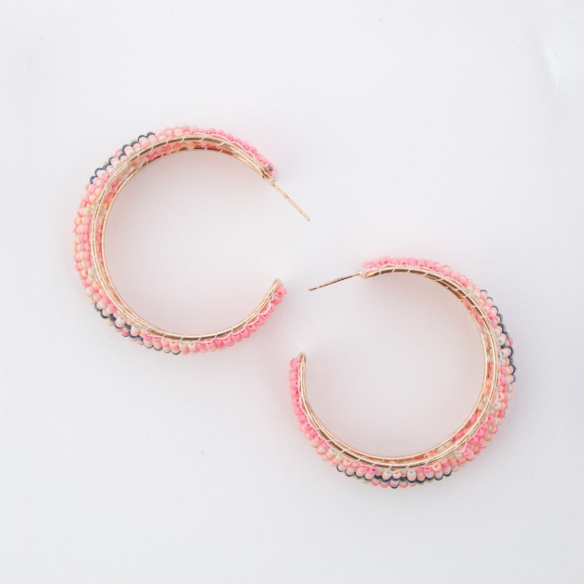 Irie Multi-Color Beaded C Hoop Earrings