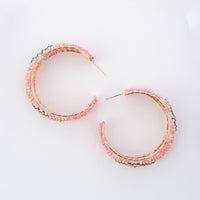 Irie Multi-Color Beaded C Hoop Earrings