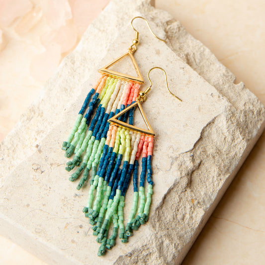 Irie Seed Bead Triangle Chandelier Earrings