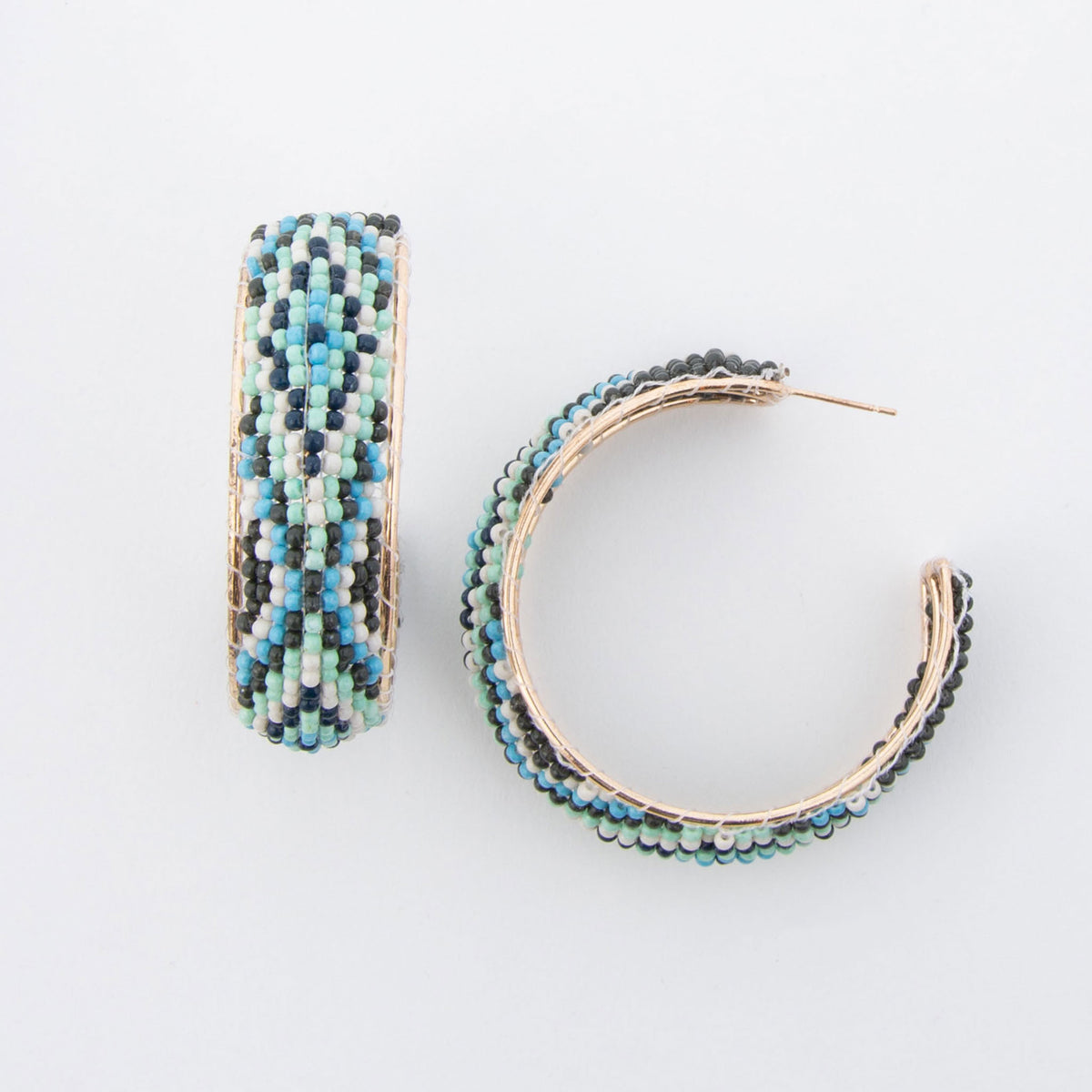 Irie Multi-Color Beaded C Hoop Earrings