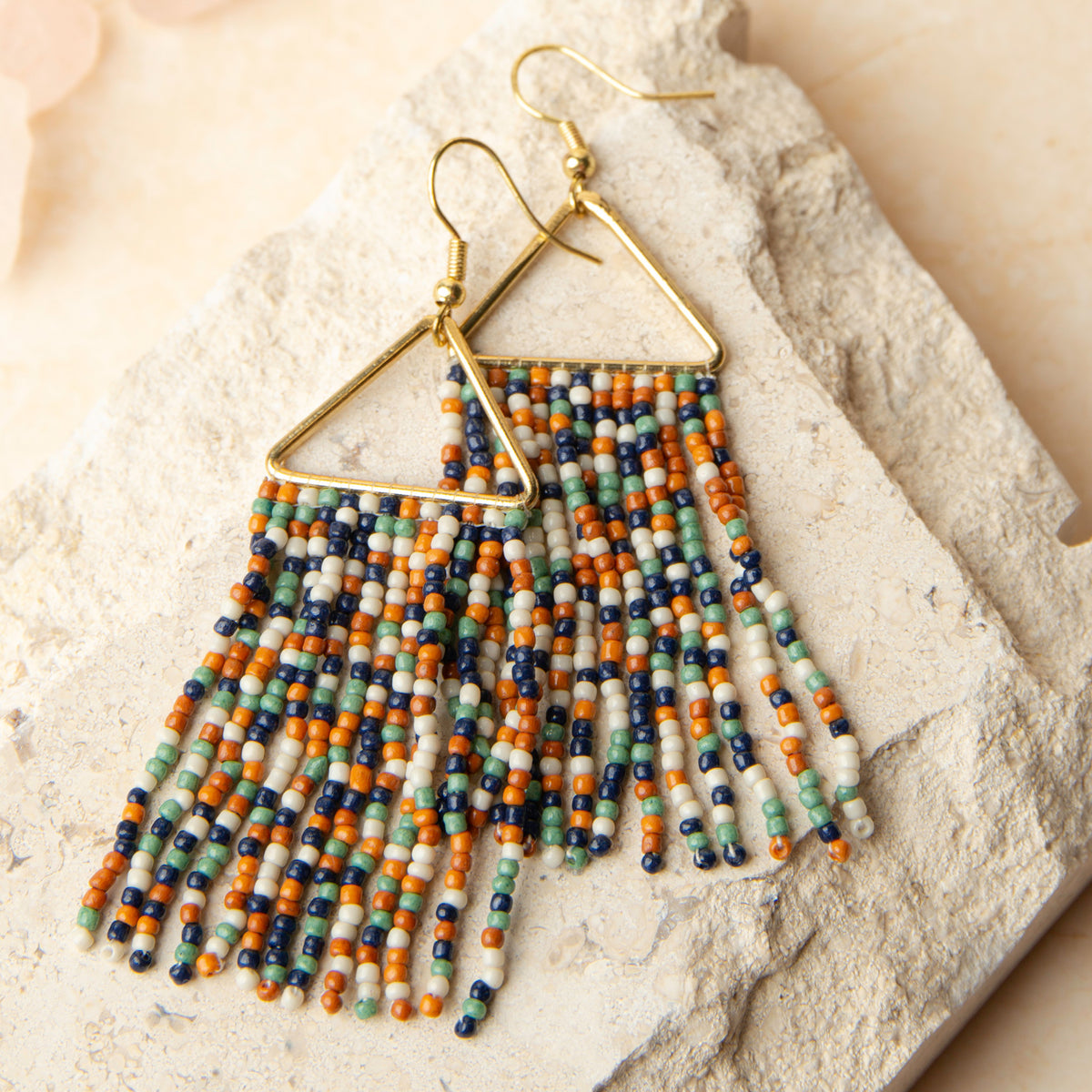 Irie Seed Bead Triangle Chandelier Earrings