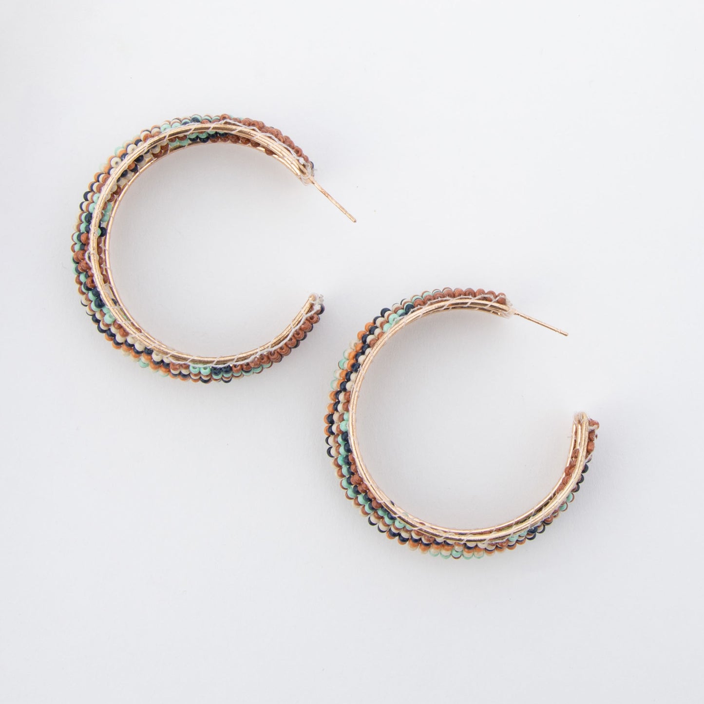 Irie Multi-Color Beaded C Hoop Earrings
