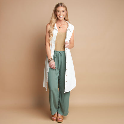 Nika Lightweight Crepe Wide Leg Drawstring Pants