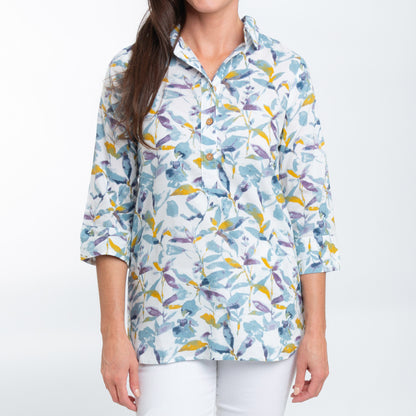 Tessa 3/4 Sleeve Collared Tunic Blouse