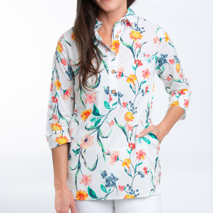 Tessa 3/4 Sleeve Collared Tunic Blouse