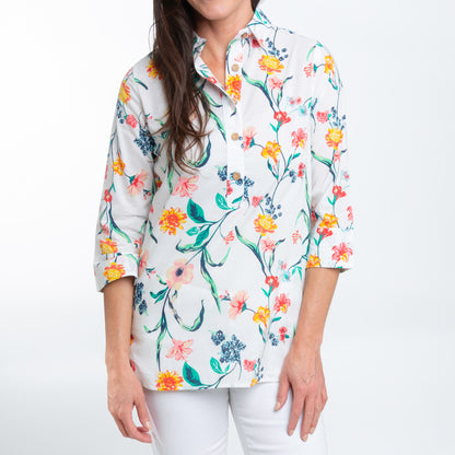Tessa 3/4 Sleeve Collared Tunic Blouse
