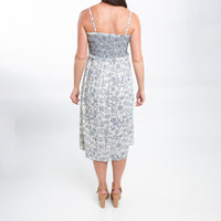 Sarai Smocked Bodice Toile De Jouy Midi Dress