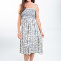 Sarai Smocked Bodice Toile De Jouy Midi Dress