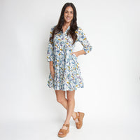 Allegra V-Neck 3/4 Sleeve Tiered Baby Doll  Dress