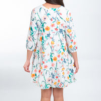 Allegra V-Neck 3/4 Sleeve Tiered Baby Doll  Dress