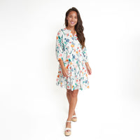 Allegra V-Neck 3/4 Sleeve Tiered Baby Doll  Dress