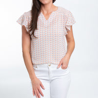 Petra Ruffle Short Sleeve V-Neck Blouse