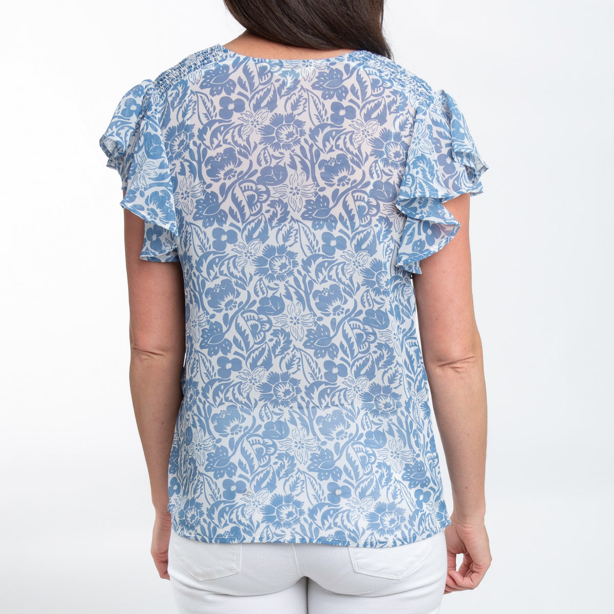 Petra Ruffle Short Sleeve V-Neck Blouse