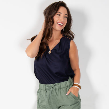 Casey V-Neck Sleeveless Tank Top Blouse