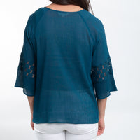 Skylah Boho Raglan Sleeve Crepe Blouse