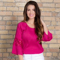 Skylah Boho Raglan Sleeve Crepe Blouse
