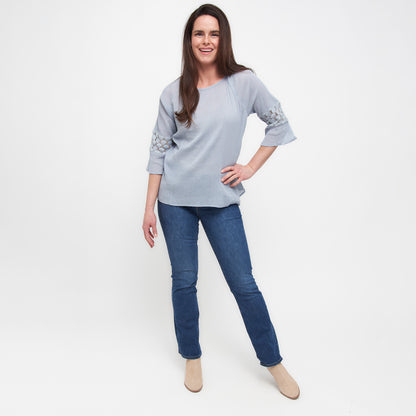 Skylah Celestial Blue Raglan Sleeve Blouse