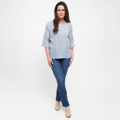 Skylah Celestial Blue Raglan Sleeve Blouse