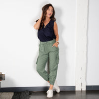 Kienna Adjustable Cotton Cargo Jogger Pant