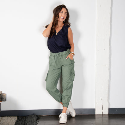 Kienna Adjustable Cotton Cargo Jogger Pant