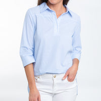 Lakelyn 3/4 Cuff Sleeve Collared Cotton Blouse