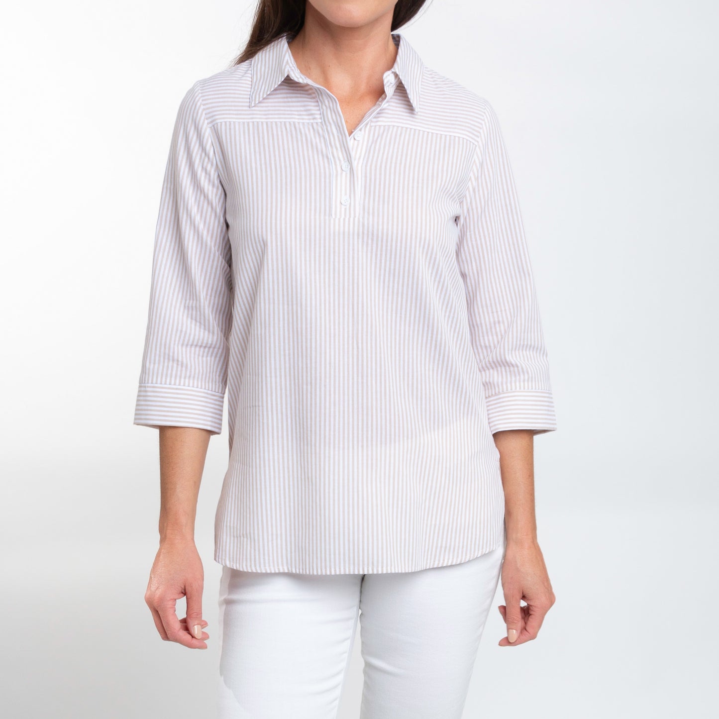Lakelyn 3/4 Cuff Sleeve Collared Cotton Blouse