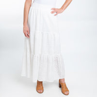 Solange Embroidered Eyelet Paneled Maxi Skirt