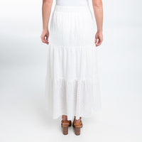 Solange Embroidered Eyelet Paneled Maxi Skirt