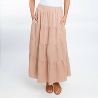 McKay Tiered Rosewater Maxi Skirt with Pockets