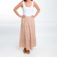 McKay Tiered Rosewater Maxi Skirt with Pockets