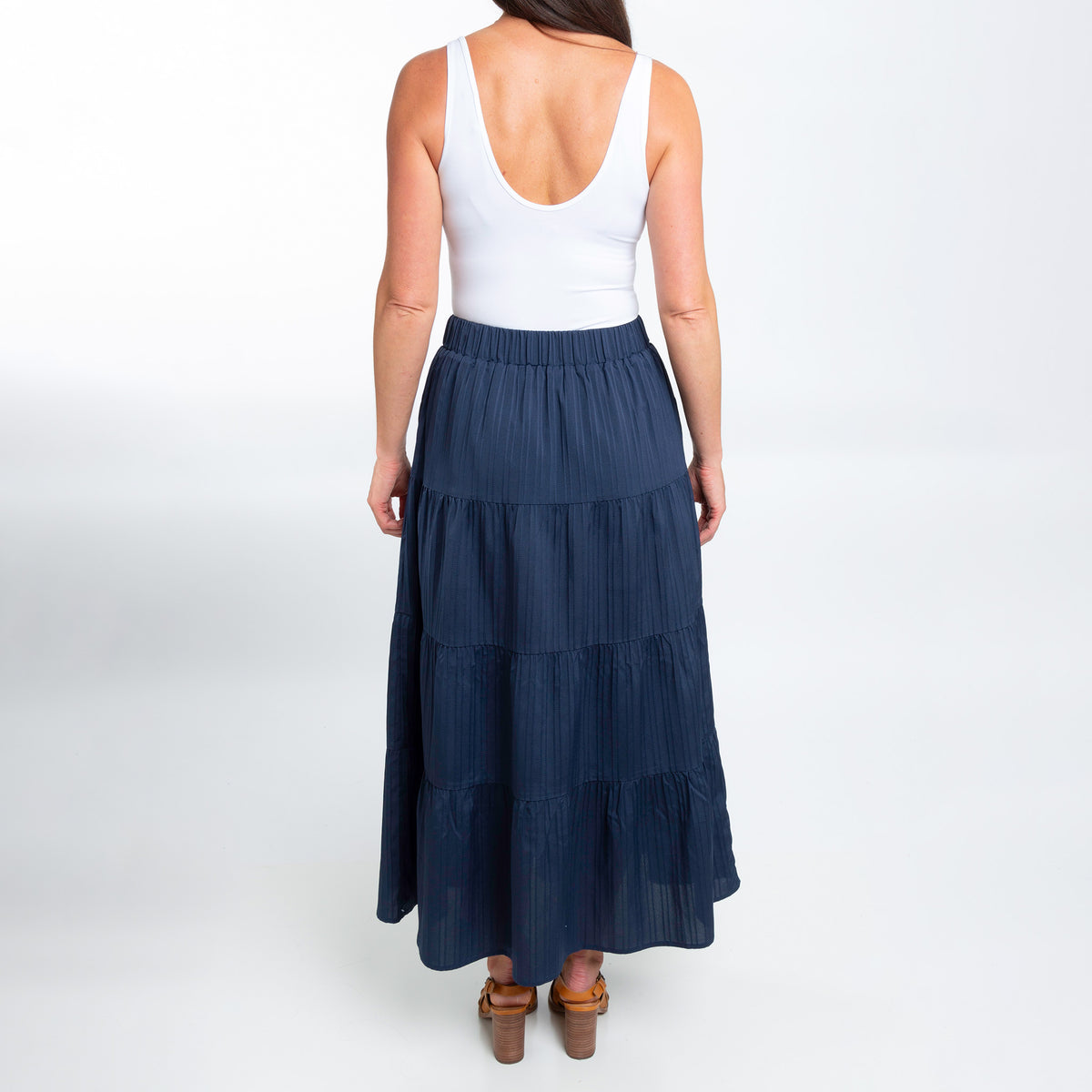 McKay Tiered Rosewater Maxi Skirt with Pockets