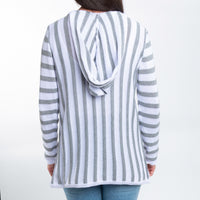 Brodie Hooded V-Neck Long Sleeve Striped Top