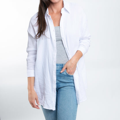 Aaliyah Gauze Long Sleeve Button Up Top