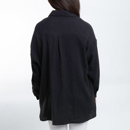 Aaliyah Gauze Long Sleeve Button Up Top