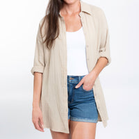 Aaliyah Gauze Long Sleeve Button Up Top