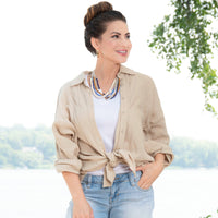 Aaliyah Gauze Long Sleeve Button Up Top