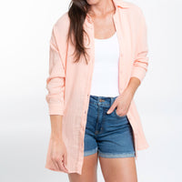 Aaliyah Gauze Long Sleeve Button Up Top