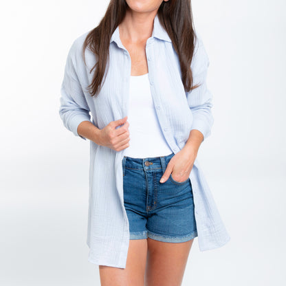 Aaliyah Gauze Long Sleeve Button Up Top