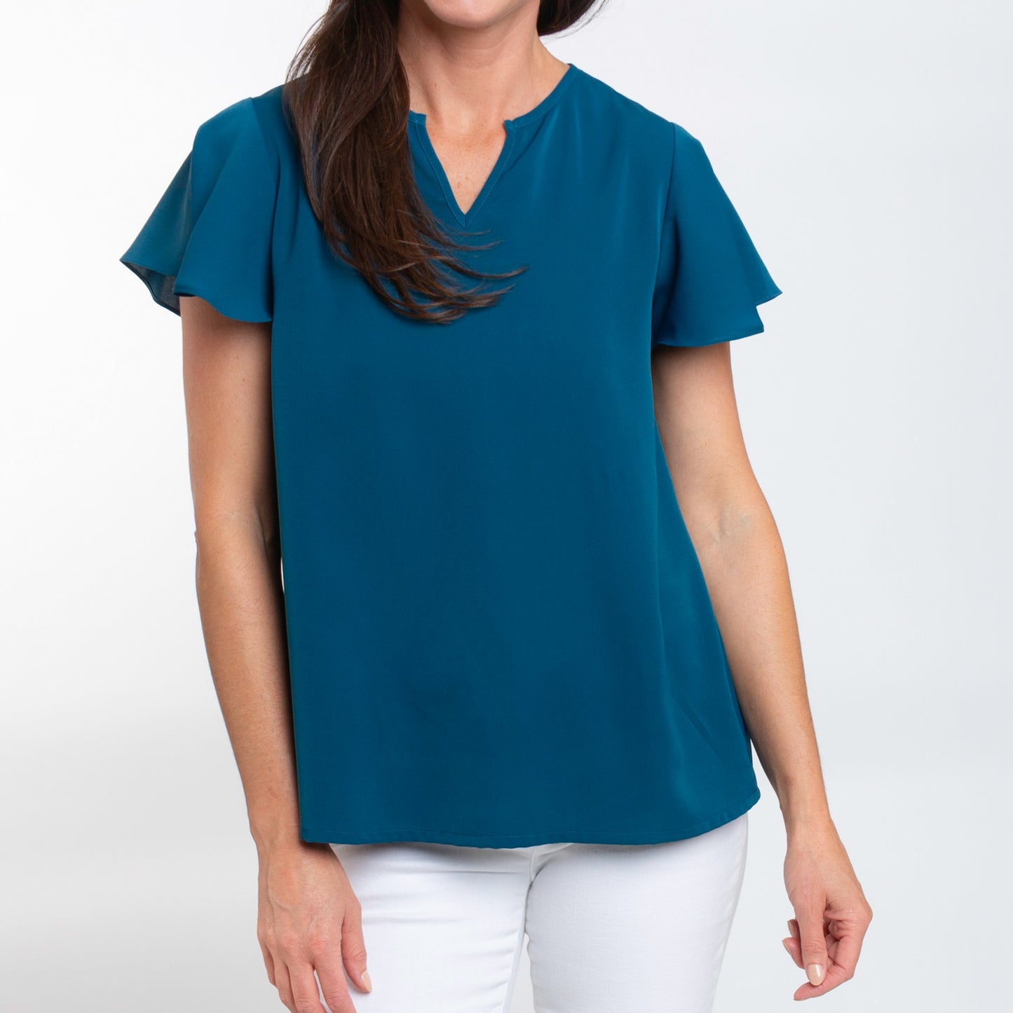 Amal Flutter Short Sleeve V-Neck Blouse