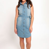 Tamar Denim Sleeveless Shirt Duster Dress