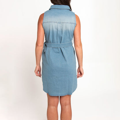 Tamar Denim Sleeveless Shirt Duster Dress