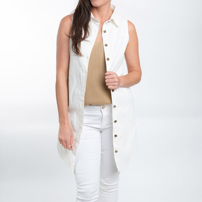 Tamar Denim Sleeveless Shirt Duster Dress