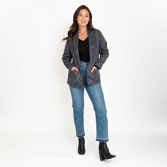 Gemma Stretch Jersey Heathered Black Blazer