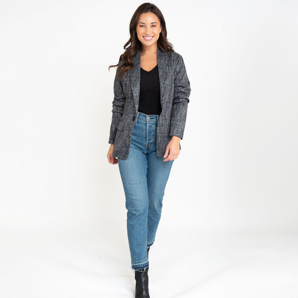 Gemma Stretch Jersey Heathered Black Blazer
