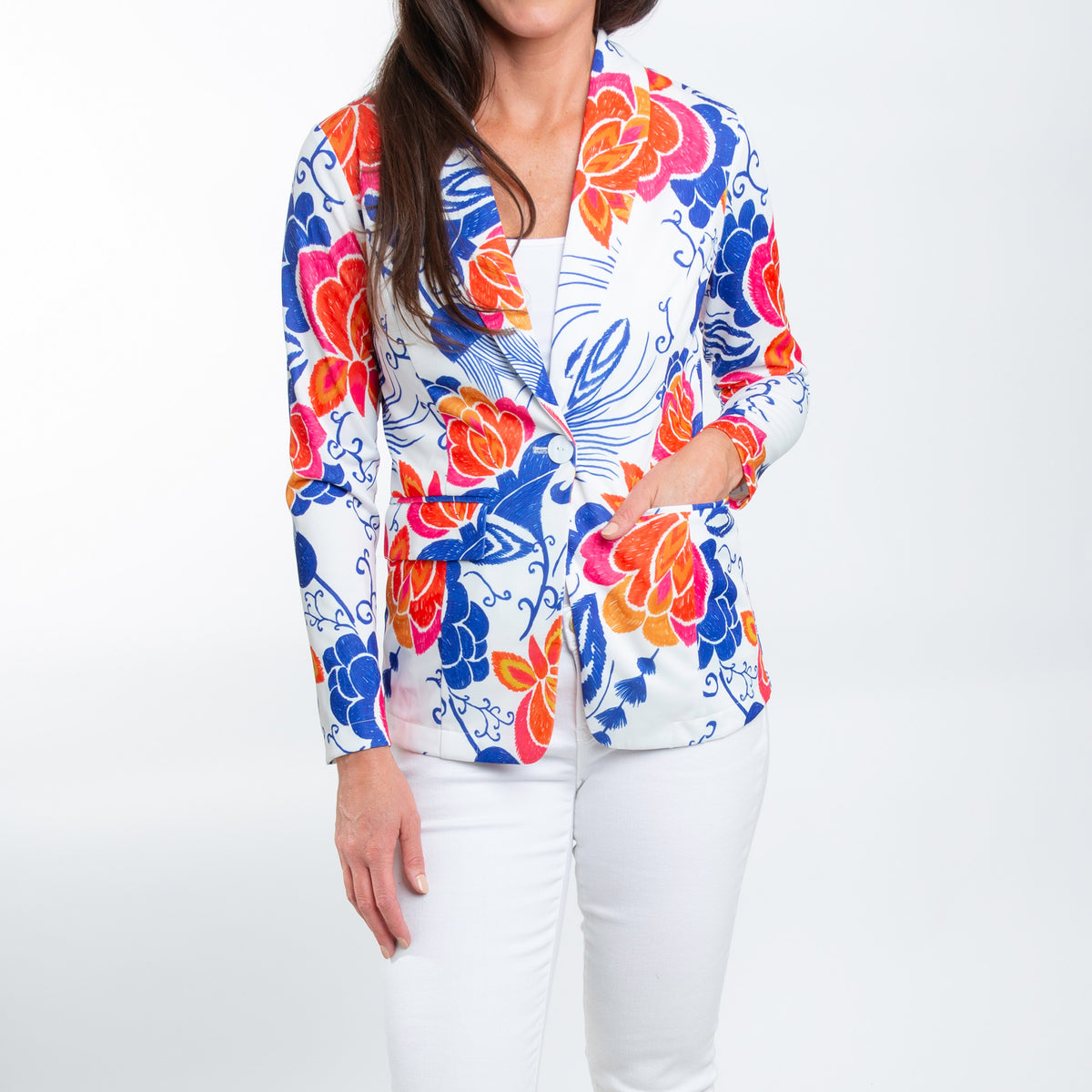 Gemma Stretch Long Sleeve Floral Blazer