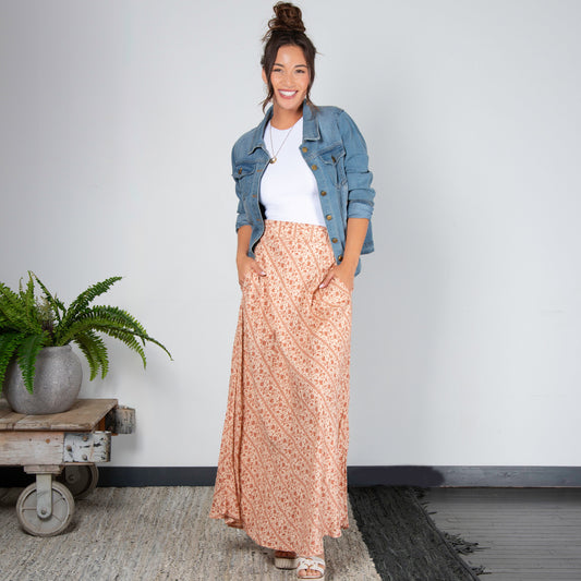 Halle Patterned Maxi Skirt with Pockets