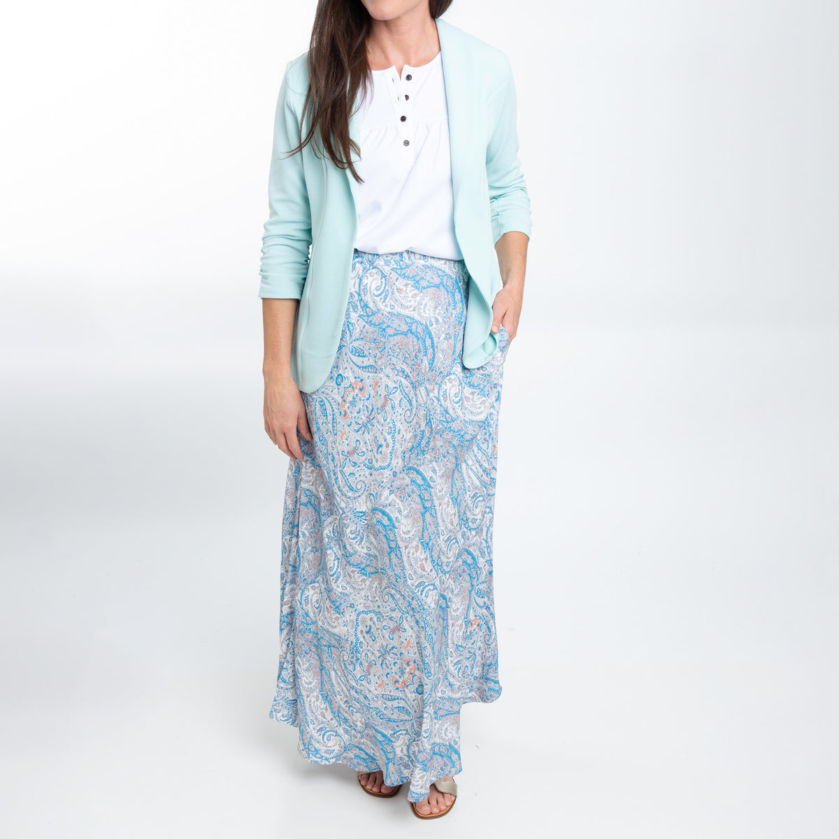 Halle Patterned Maxi Skirt with Pockets