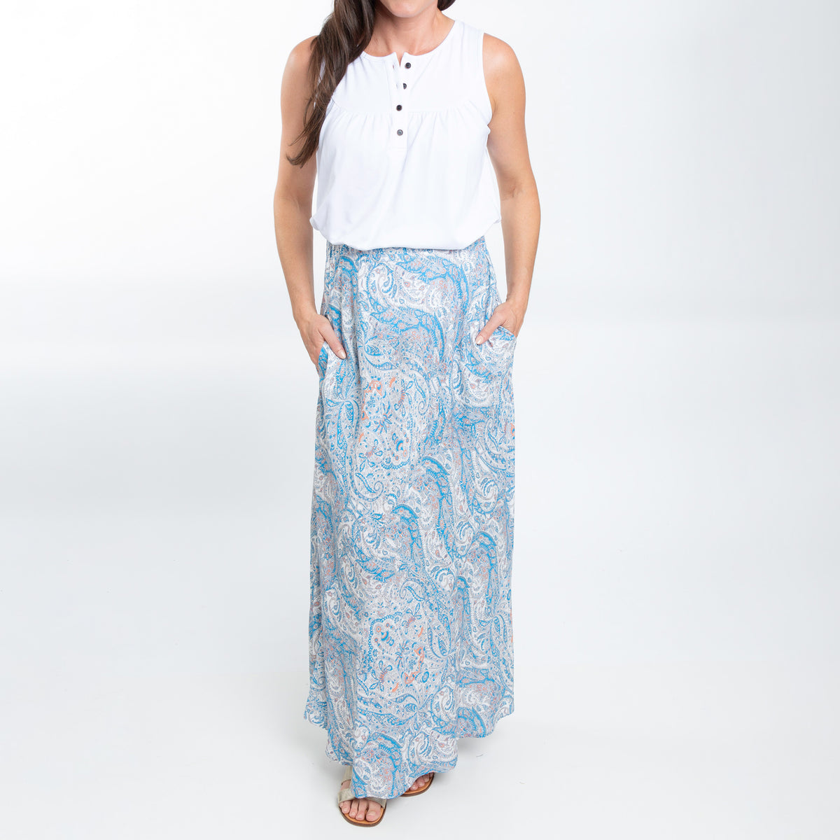 Halle Patterned Maxi Skirt with Pockets