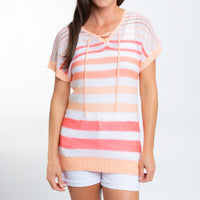 Shira Short Sleeve V-Neck Striped Knit Top